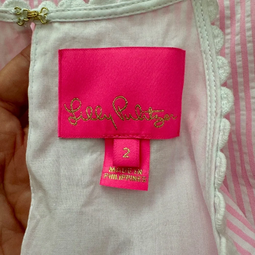 Lilly Pulitzer Britt Havana Seersucker Striped‎ Pink Dress Women's Size 2 D